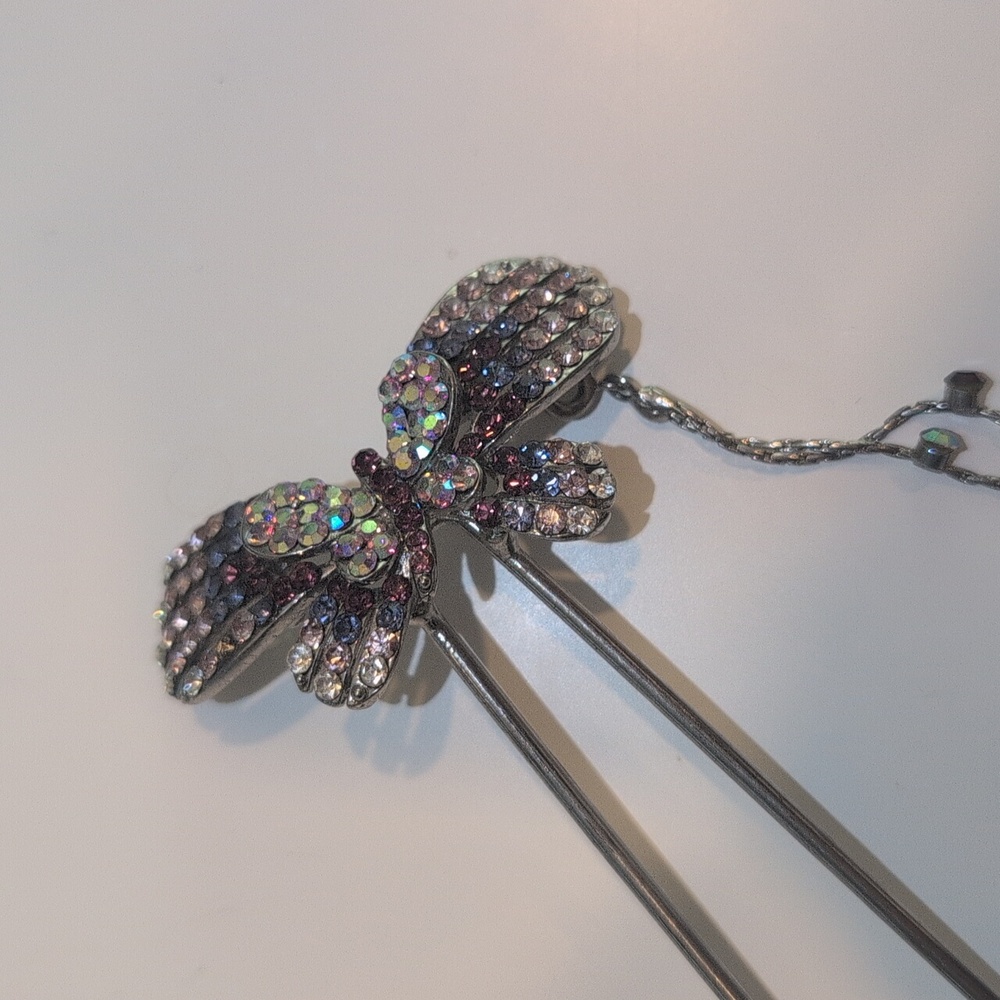 Elegant Silver Butterfly Hair Pins with Bow and Floral Star Design